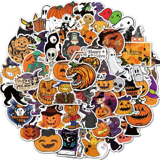 50pcs Halloween Wacky Stickers Decorated Water Bottle Phonecase Pull Box Pumpkin Wacky Waterproof Graffiti Stickers