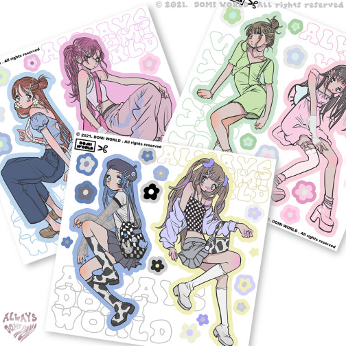 DOMI Sweet Grils Stickers Hand Account Phone Case Stickers Deco Sticker