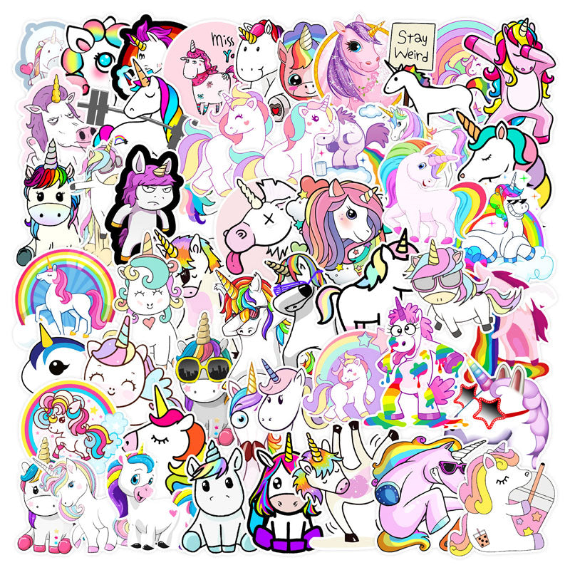 50pcs Unicorn Graffiti Stickers Water Cup Computer Notebook Phone Case Waterproof Stickers Hand Account Stickers