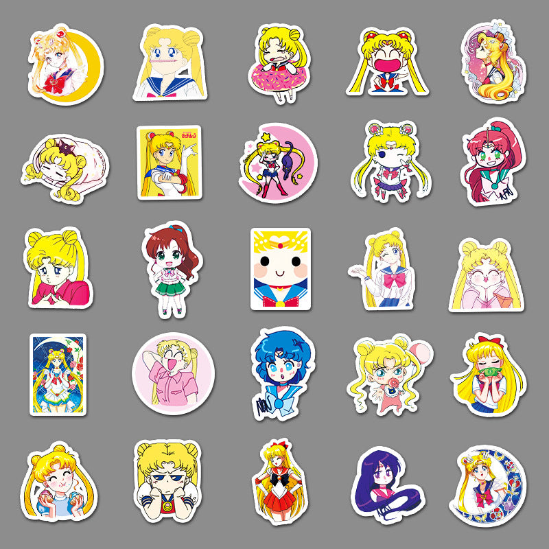 51pcs Sailor Moon Cartoon Graffiti Stickers Anime Luggage Refrigerator Motorcycle Stickers Decorative Stickers