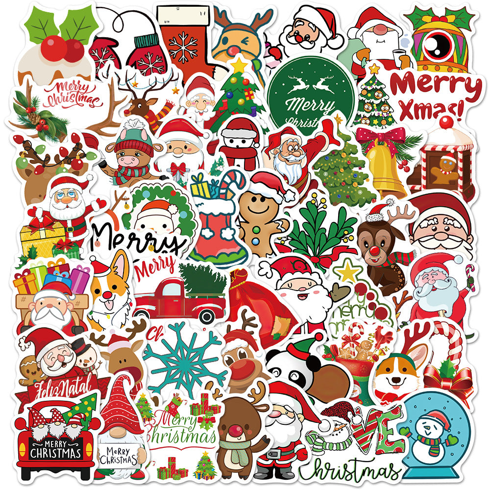 50pcs Christmas Graffiti Stickers Holiday Party Hand Account DIY Phone Case Stickers