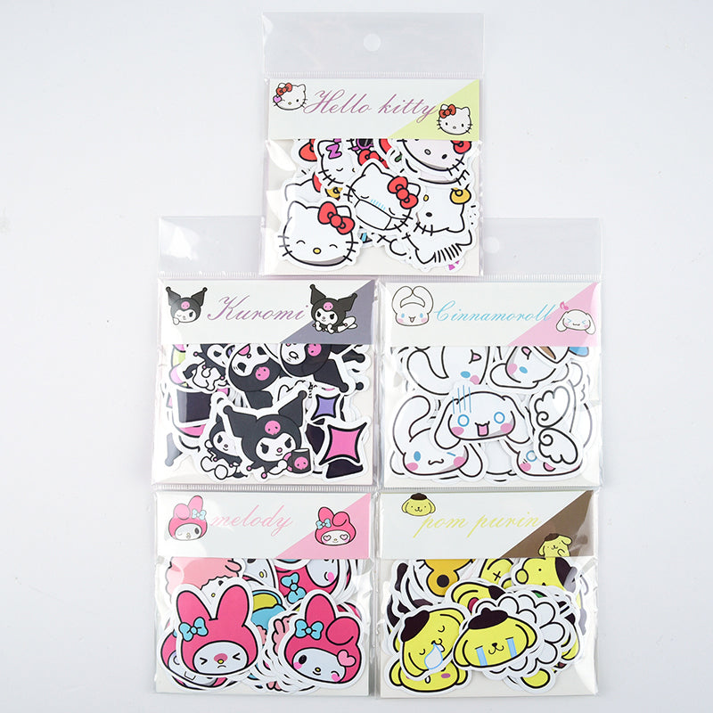 40PCS Sanrio Cartoon Cute Kuromi Hello Kitty Stickers Emoticons Stickers