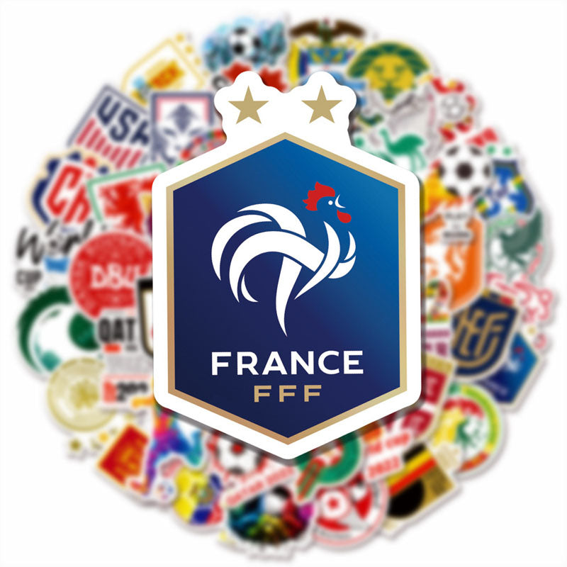 50pcs Football World Cup Sticker Electric Vehicle Water Cup Waterproof Decoration Qatar World Cup Sticker Sticker