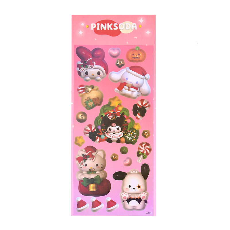 Modeling Sanrio Holiday Christmas Series Laser DIY Keychain Sticker Cartoon Pocket Small Card Material