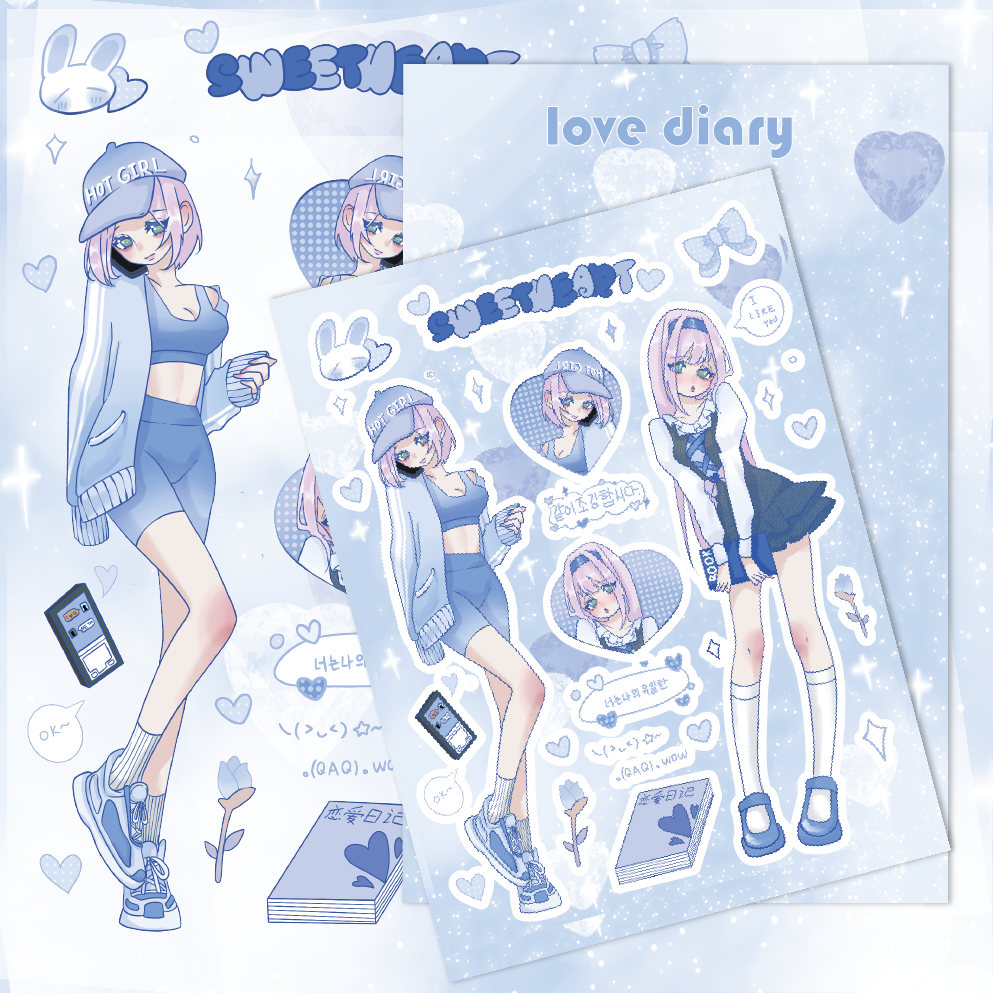 Love Diary Character Cartoon Sticker Sweet Asian Girl Hand Account  Phone  Case Sticker Laptop iPad Decoration Sticker