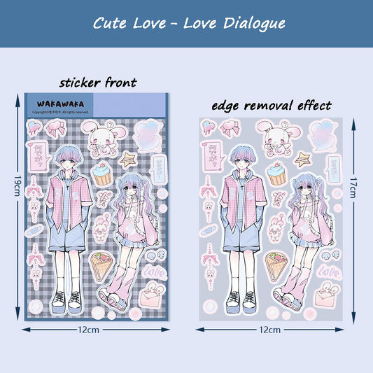 Cute Love Series Cartoon Cute Handbook Stickers Girly Pattern Handbook DIY Material Stickers