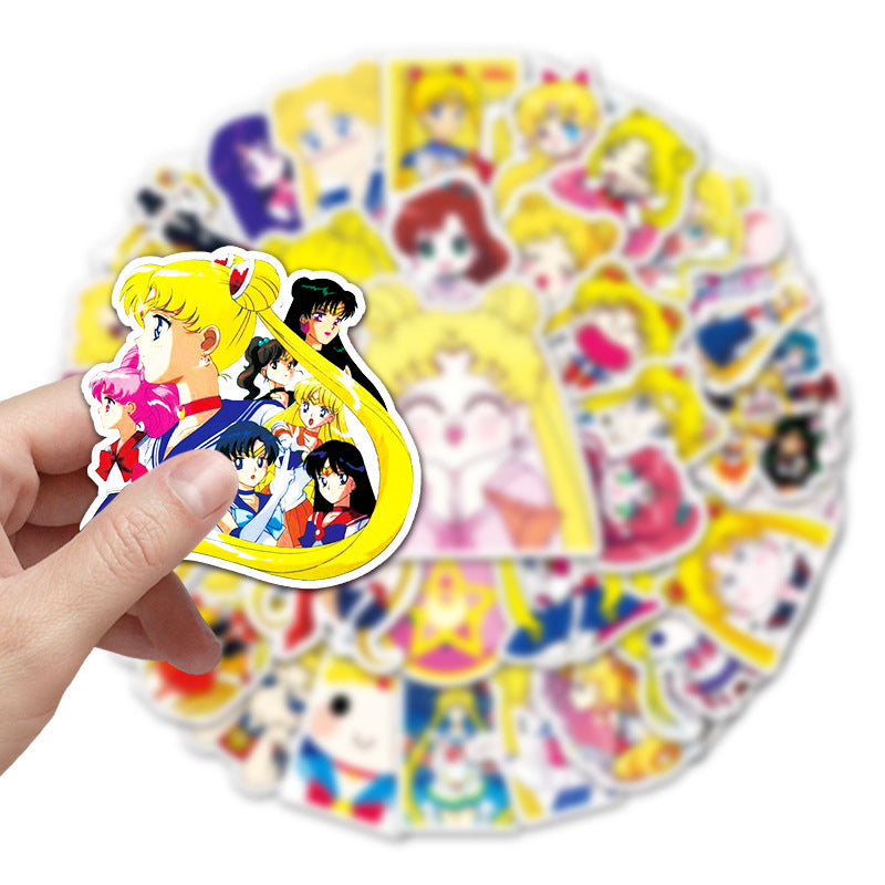 51pcs Sailor Moon Cartoon Graffiti Stickers Anime Luggage Refrigerator Motorcycle Stickers Decorative Stickers