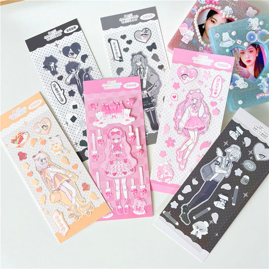 Sticker Spot Comic Style YK2 Sweet Asian Style Cute Character Goo Card Star Chasing Decoration Sticker