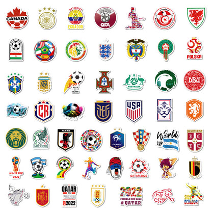 50pcs Football World Cup Sticker Electric Vehicle Water Cup Waterproof Decoration Qatar World Cup Sticker Sticker