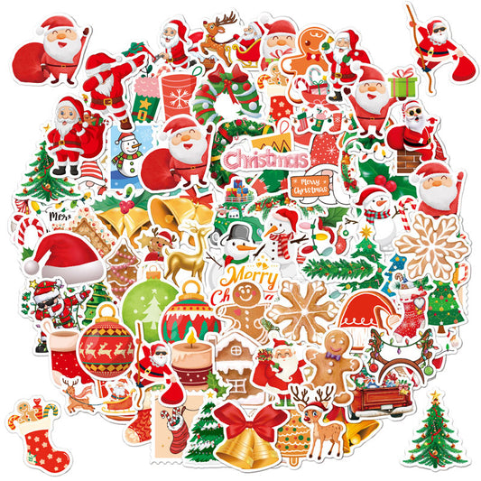 100pcs Christmas Stickers Old Man Tree Snowflake Water Cup Laptop DIY Phone Case Graffiti Stickers