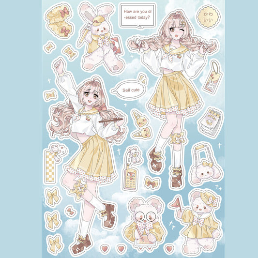 Lamb Ranch vitality Jks Jk Seifuku Series Cute Sweet Girl Character Goo Card DIY  Phone Case Hand Account Sticker