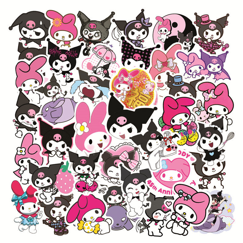 50pcs Stickers Melody Keroppi Sanrio Hello kitty Kuromi Cute DIY Waterproof Stickers