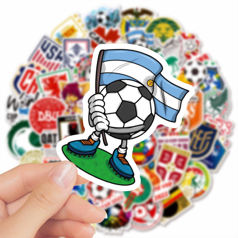 50pcs Football World Cup Sticker Electric Vehicle Water Cup Waterproof Decoration Qatar World Cup Sticker Sticker