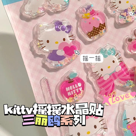 DIY Sanrio Shake Water Stickers 3D Three-dimensional Decorative Bubble Stickers Hello Kitty