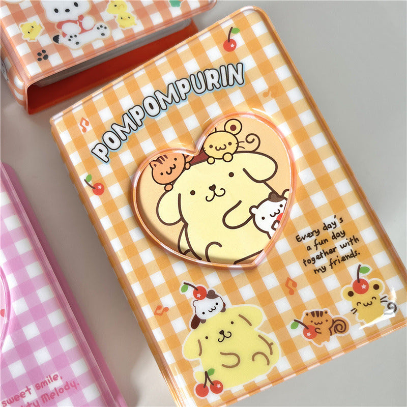 Melody Kuromi Plaid Card Book Cute Cartoon Small Card Polaroid Storage Book Cinnamoroll Base Sanrio book