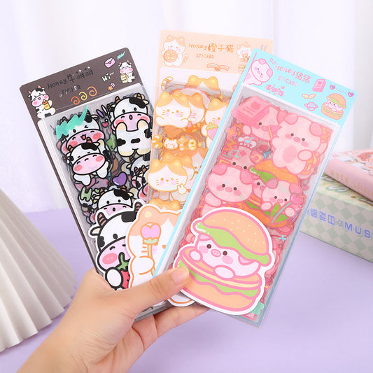 Cute Animal Set PET Transparent Cartoon Cute Pet Phone Case Decorative Sticker Diy Hand Account Sticker