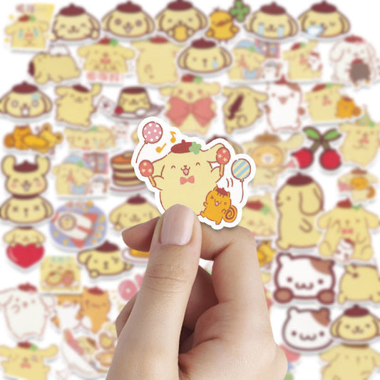 100pcs Cartoon Purin Stickers Cute Ins Cinnamoroll Sanrio Hand Account Waterproof Decorative Small Pattern Hand Account Stickers