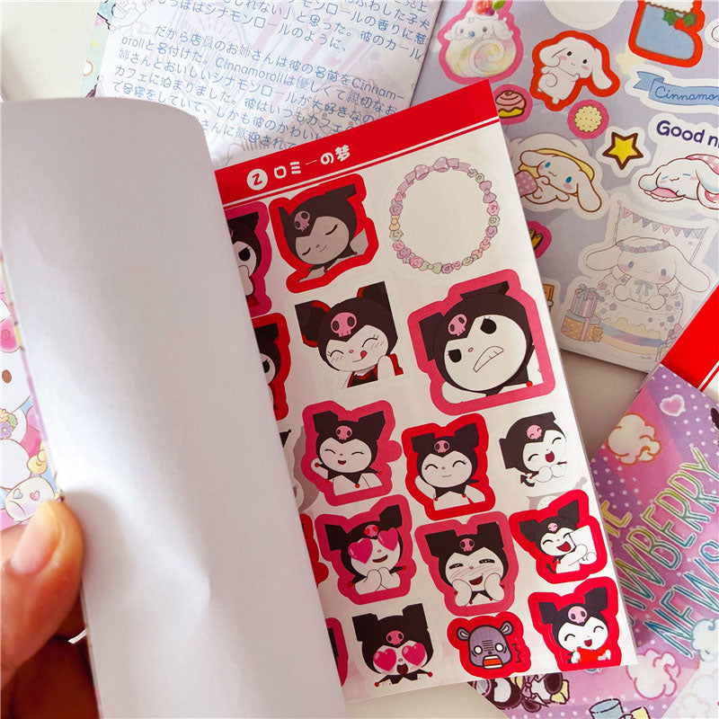 Cutting Sanrio Stickers Book Goo Card Cartoon Cute Stickers Kuromi Melody Hand Account Decoration