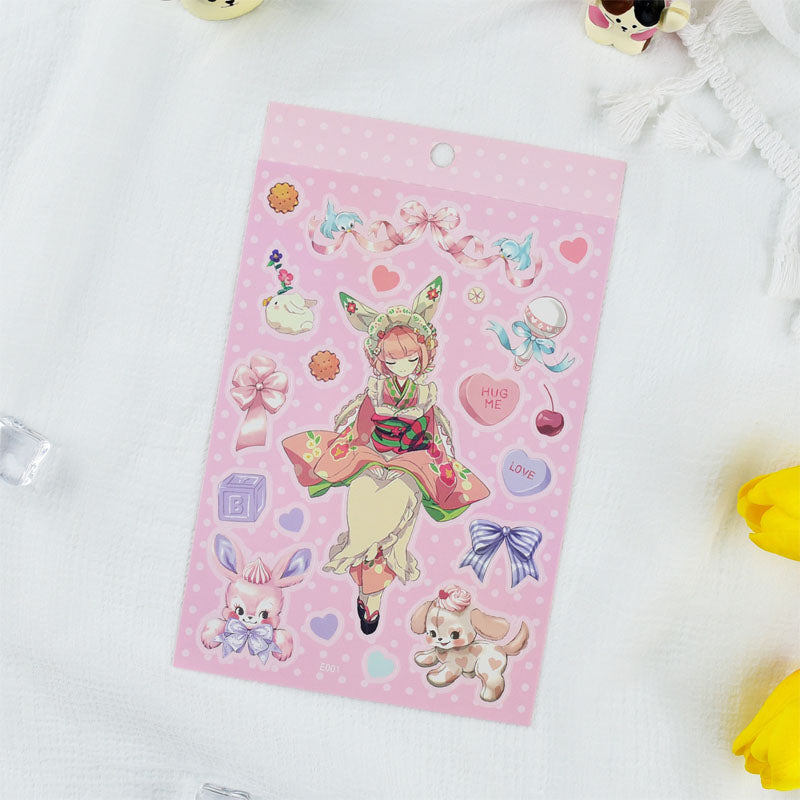 Fantasy Girl Series Stickers DIY Keychain Plate Stickers Cartoon Hand Account Small Card Album Decoration Set