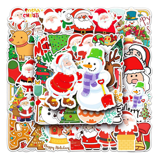 50pcs Christmas Graffiti Stickers Cartoon Holiday Stickers DIY  Phone Case Laptop Stickers Waterproof