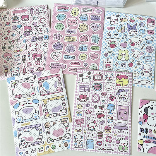 Punny hand-Painted Graffiti Style Cute Animal Puppy Dialog Korean Hand Account Sticker Small Card Decoration Material