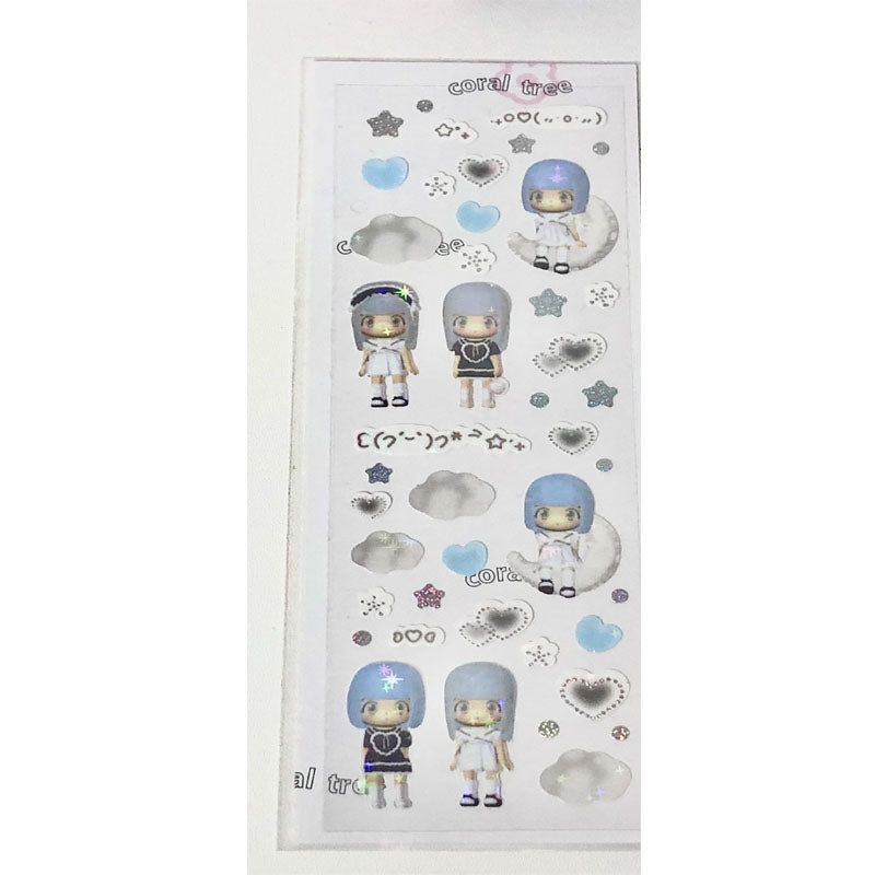 3D Modeling Little Girl Stickers Small Card Decoration Stickers Hand Account Character Material Stickers