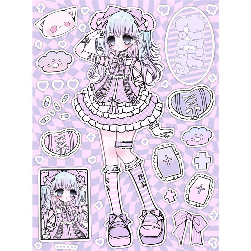 Otome Grotesque Series Sweet Style Laser Character Decoration Stickers DIY Hand Account Material Stickers