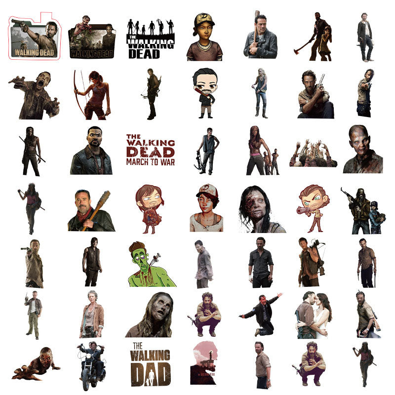 50pcs The Walking Dead Classic American Drama Decorative Graffiti Stickers Water Cup Suitcase Notebook Waterproof Stickers
