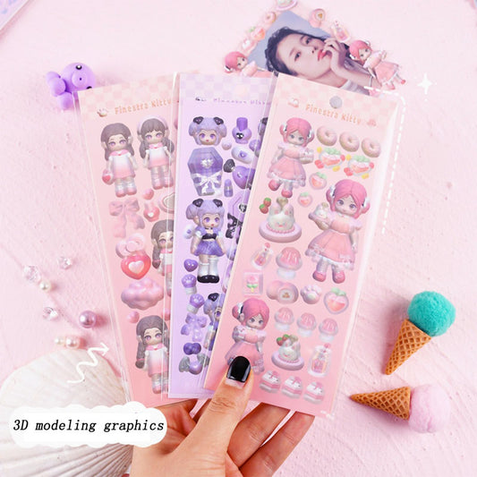 Modeling Girl Series 3D Stickers Little Girl Stickers DIY Keychain Plate Hand Account Sticker Material