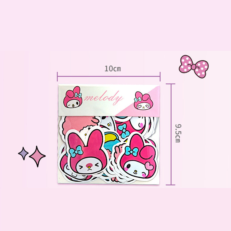 40PCS Sanrio Cartoon Cute Kuromi Hello Kitty Stickers Emoticons Stickers