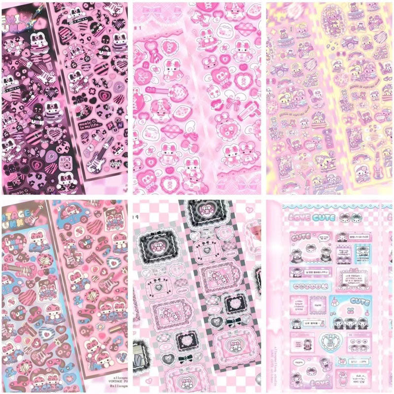 Excellent Cartoon Laser Stickers Sparkling Cute Decorative Stickers Diy Hand Account Decoration  phone Case Material Stickers