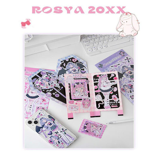 RosyPosy Stickers ROSYA 20xx Series Cartoon Girl With DIY Hand Account Key Chain Plate Decoration Stickers 4 Styles