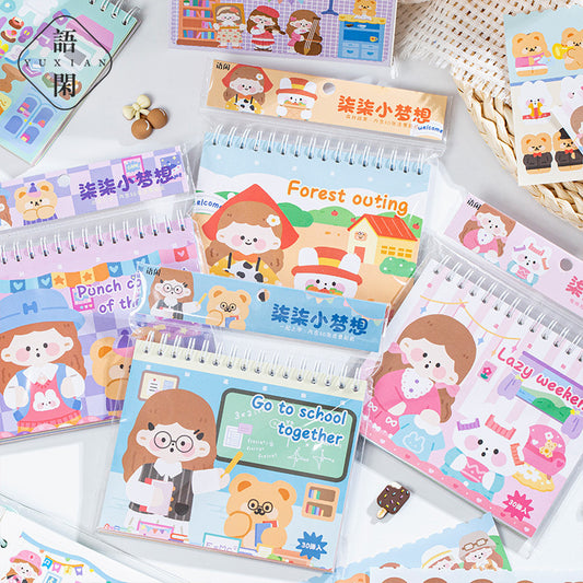 Creative Landscaping Sticker Book Cartoon Girl Heart Pocket Decoration Stickers