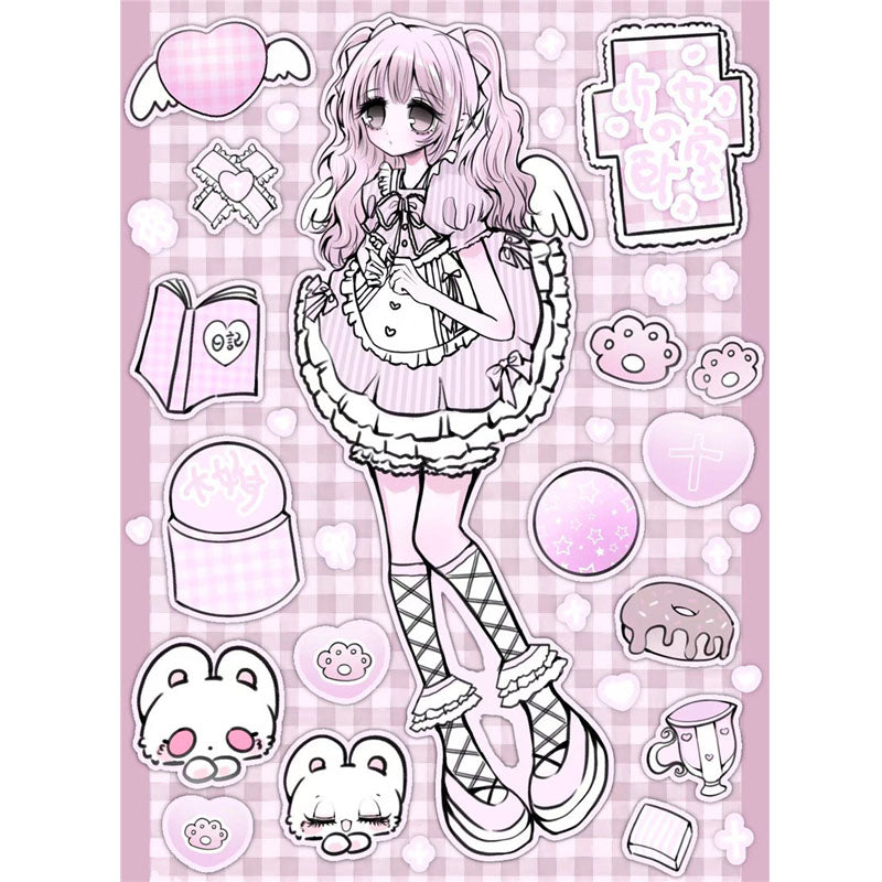 Otome Grotesque Series Sweet Style Laser Character Decoration Stickers DIY Hand Account Material Stickers