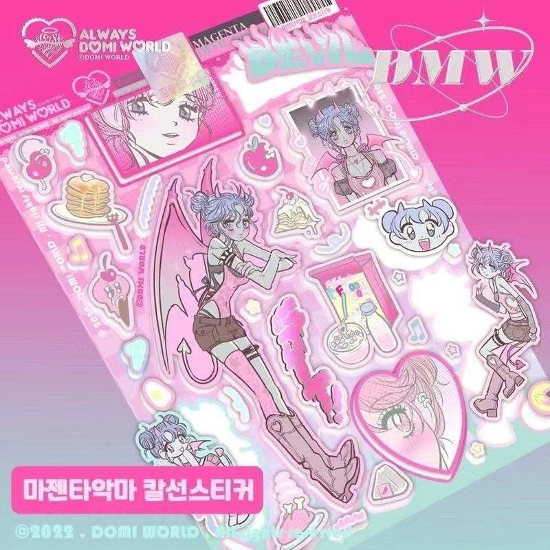 Domi Girl Sticker Dessert Devil Angel Decoration Sticker  Phone Case Back Card Sticker Diy Sweet Asia