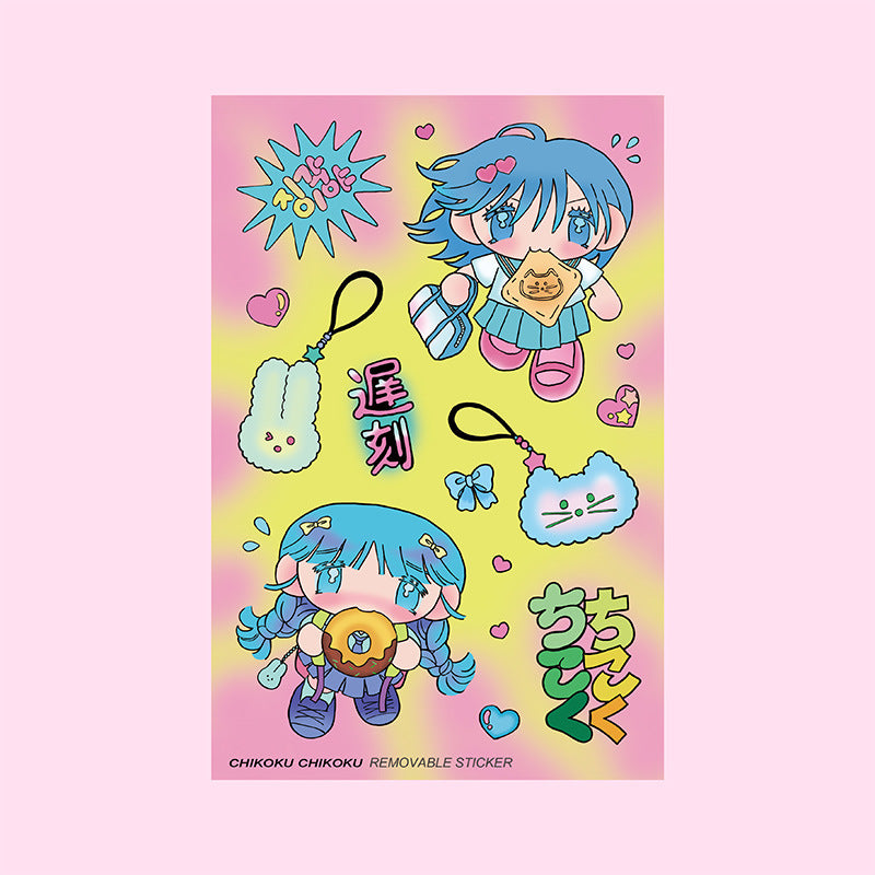 Sweet Asian Style Hand Account Character Stickers ins style Cartoon goo card Scrapbook Sticker