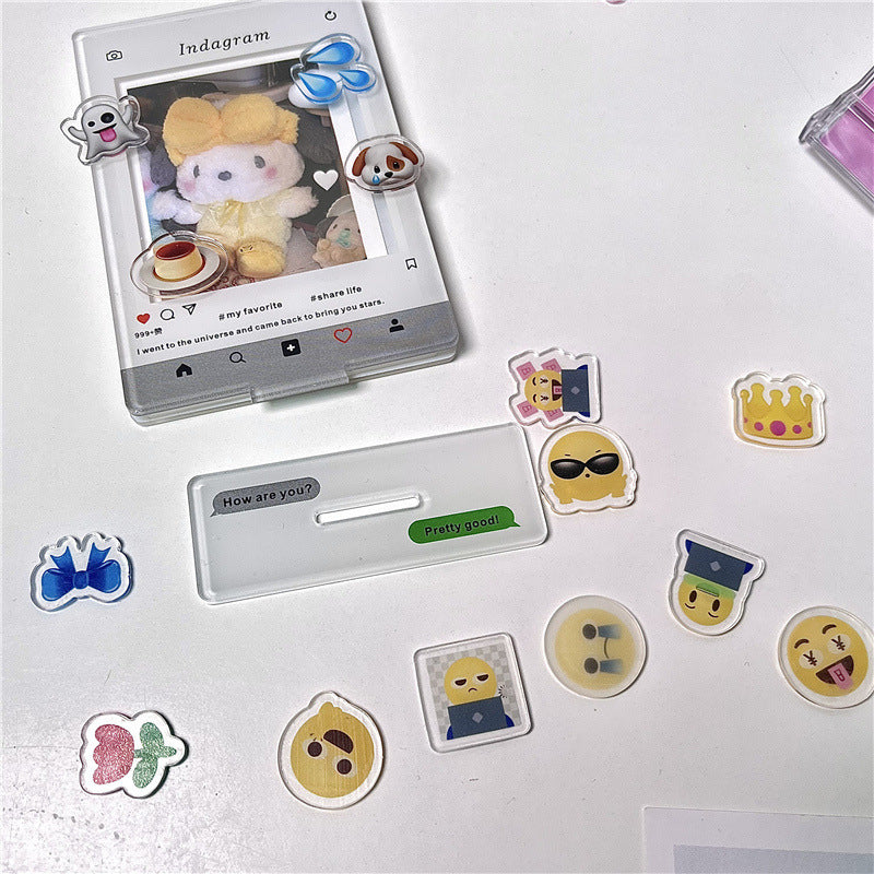 Acrylic Standing Card Creative 3-inch Polaroid Small Card Decoration Emoji Expression Decoration Card Photo Frame