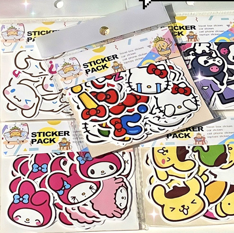 40PCS Sanrio Cartoon Cute Kuromi Hello Kitty Stickers Emoticons Stickers