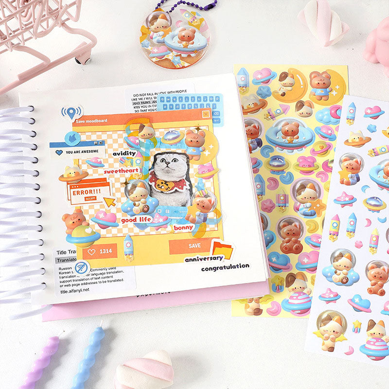 Cute Donut Series Matte Membrane Sticker Cartoon Animal DIY Hand Account Decoration Collage 4 Styles