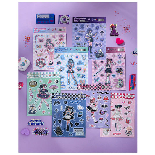 Variety Girl Series Stickers Cute Cold Girl Stickers Diy Hand Account Decoration Material Collage Stickers