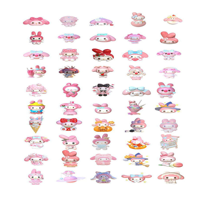 51pcs 3D Sanrio Stickers Cute Kulomi Cinnamorll Melody Kitty Cat