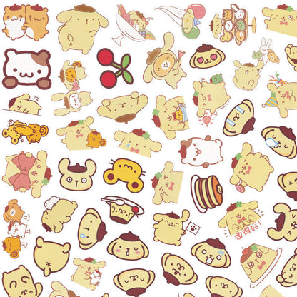 100pcs Cartoon Purin Stickers Cute Ins Cinnamoroll Sanrio Hand Account Waterproof Decorative Small Pattern Hand Account Stickers