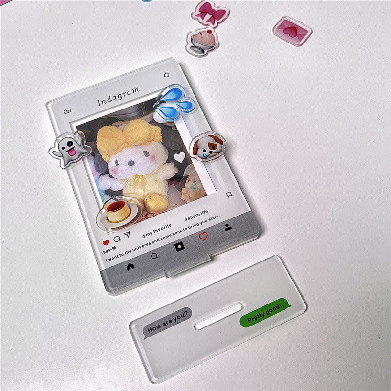 Acrylic Standing Card Creative 3-inch Polaroid Small Card Decoration Emoji Expression Decoration Card Photo Frame