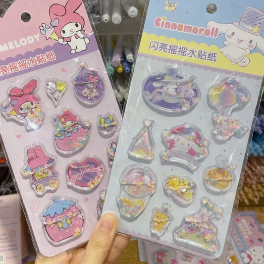 DIY Sanrio Shake Water Stickers 3D Three-dimensional Decorative Bubble Stickers Hello Kitty