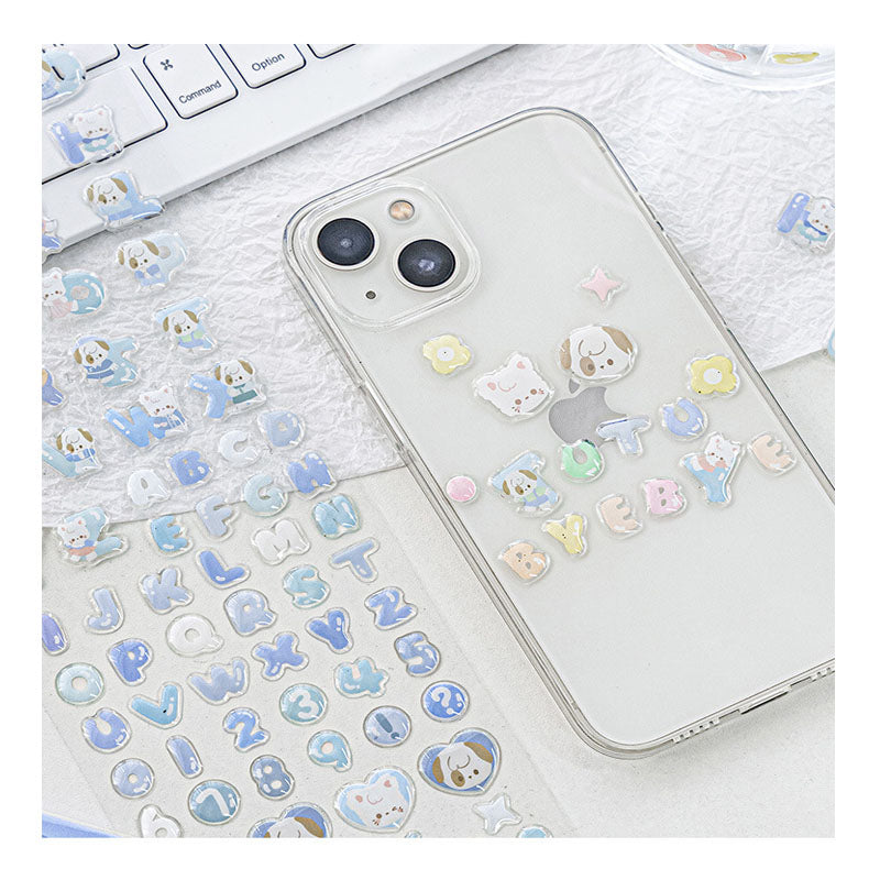 RosyPosy Jelly Letter Stickers TuTu&Byebye Series Cute Style DIY Hand Account Phone Case Material Stickers 4 Types