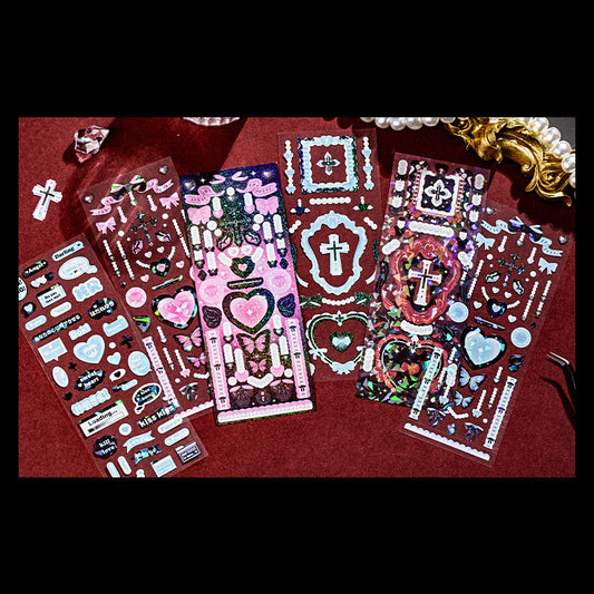 Virtual Core Sticker Sweet Cool Gothic Cute Pet DIY Handbook Decoration Material Painting 8pcs 4 Types