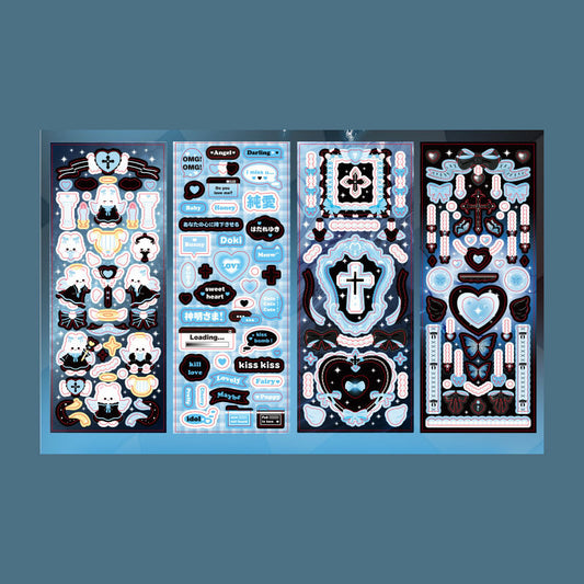 Virtual Core Sticker Sweet Cool Gothic Cute Pet DIY Handbook Decoration Material Painting 8pcs 4 Types