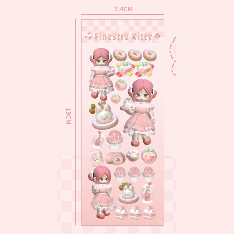 Modeling Girl Series 3D Stickers Little Girl Stickers DIY Keychain Plate Hand Account Sticker Material