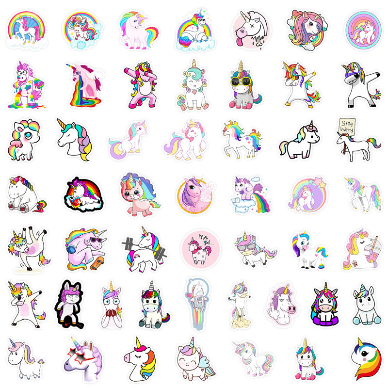 50pcs Unicorn Graffiti Stickers Water Cup Computer Notebook Phone Case Waterproof Stickers Hand Account Stickers