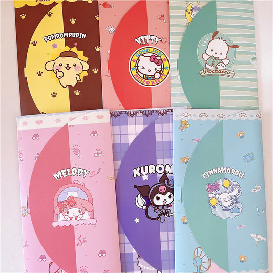 Sanrio Envelope Packaging  Stickers Kuromi Melody Cinnamorll Stickers Handbook Decoration DIY Sticker